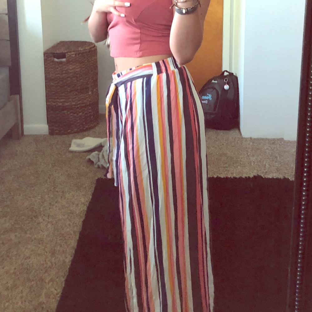 colorful stripped loose pants